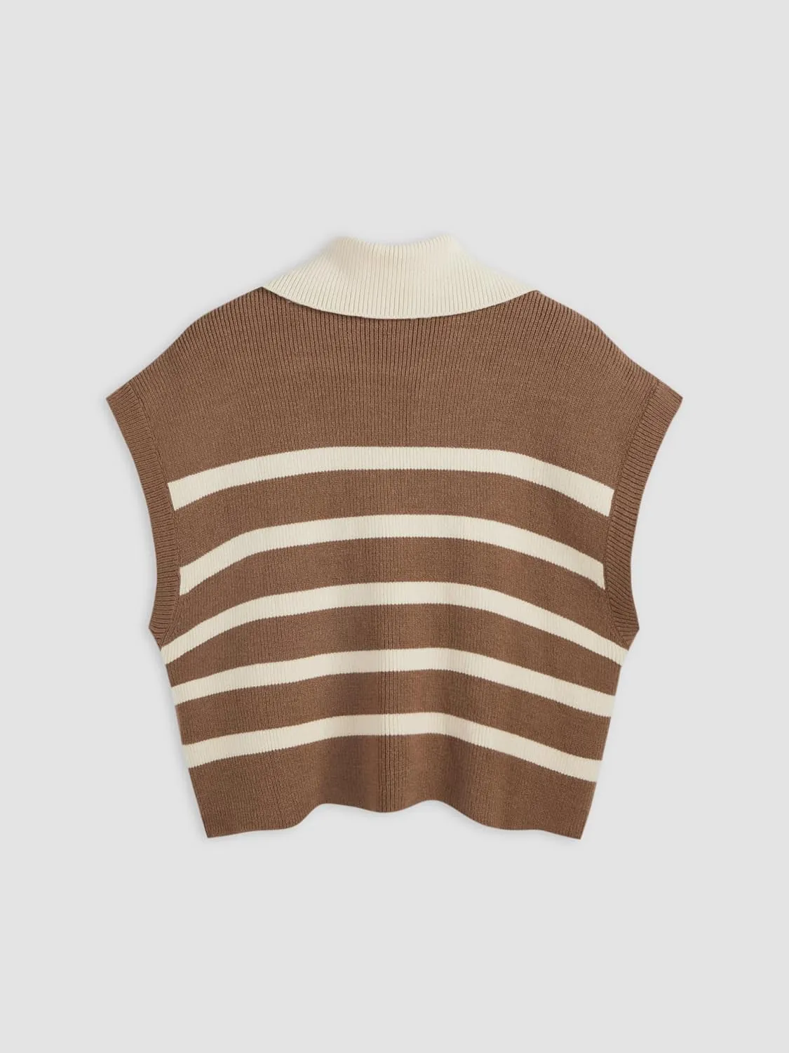 CIDER Vest for Women V Neck Cap Sleeve Striped Sweater Vest Knit Polo Neck Trendy Vest Tops Casual Trendy