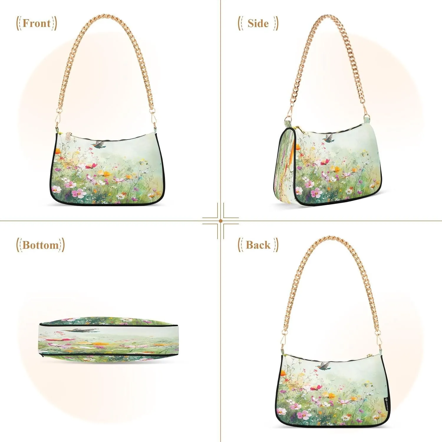 Colorful Wildflowers Cute Bird Mini Handbag, Cute Handbags for Women Trendy