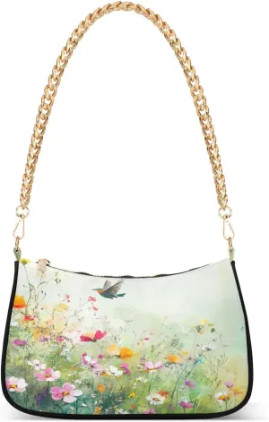 Colorful Wildflowers Cute Bird Mini Handbag, Cute Handbags for Women Trendy