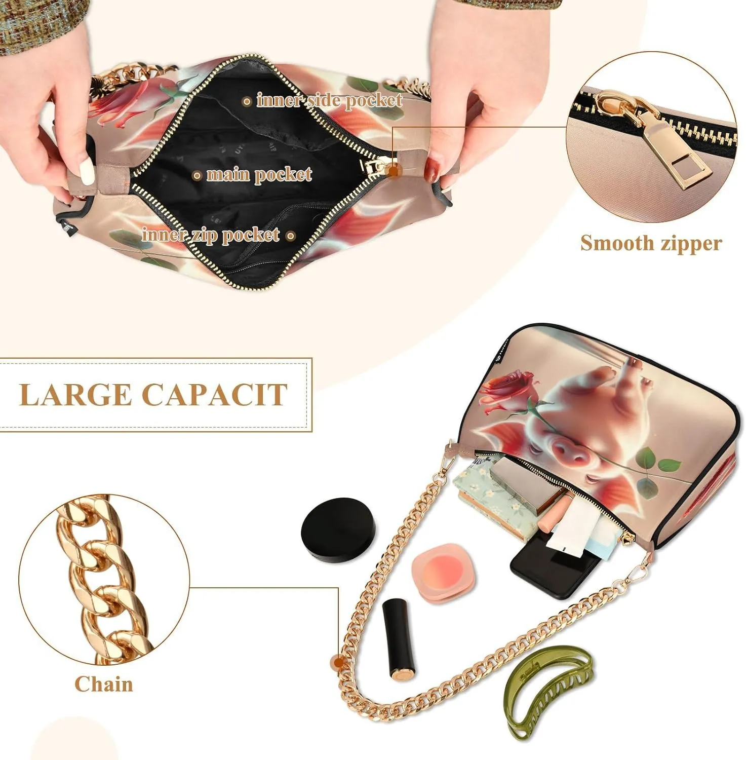 Colorful Wildflowers Cute Bird Mini Handbag, Cute Handbags for Women Trendy