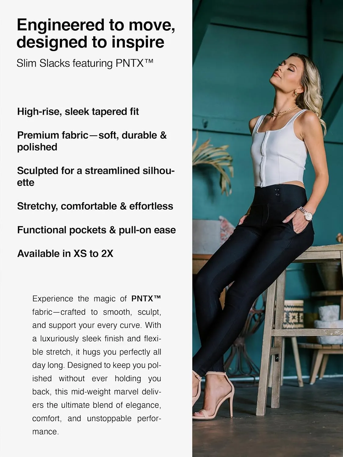 Conceited Dress Pants for Women with Pockets - Stretch Ponte Fabric - Wear to Work - Tummy Control (Available in Plus Size)