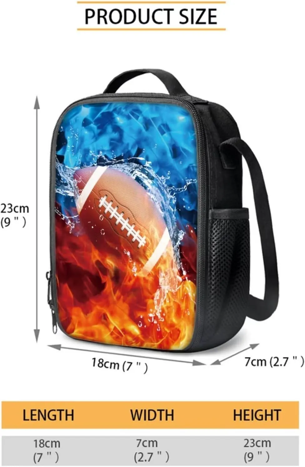Cool American Football School Backpack Kids Boys 2nd Grade 15 inch School Bags for Teens Toddler Primary 3 Piece Bookbag Set with Lunch Box Keep Food Fresh Travel Daypack Hiking