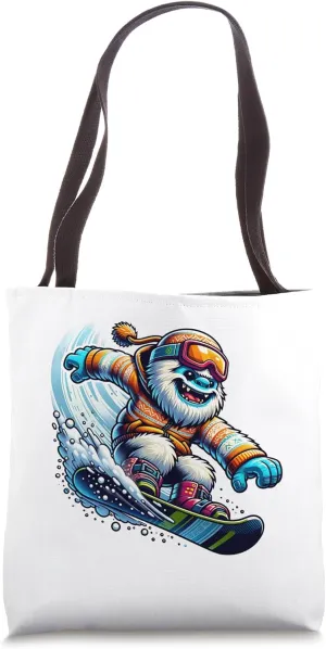 Cooler Yeti Snowboard Fun In Winter Tote Bag