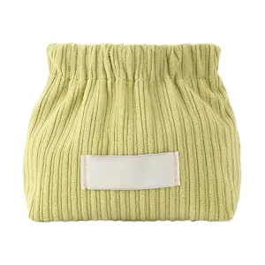 Corduroy Elastic Hair Tie Organizer, 2024 New Cosmetic Bags for Women Makeup Bag Large Capacity Purse Travel Toiletry Zipper Storage Pouch Make up Brushes Organizer for Gifts (Fresh Green)