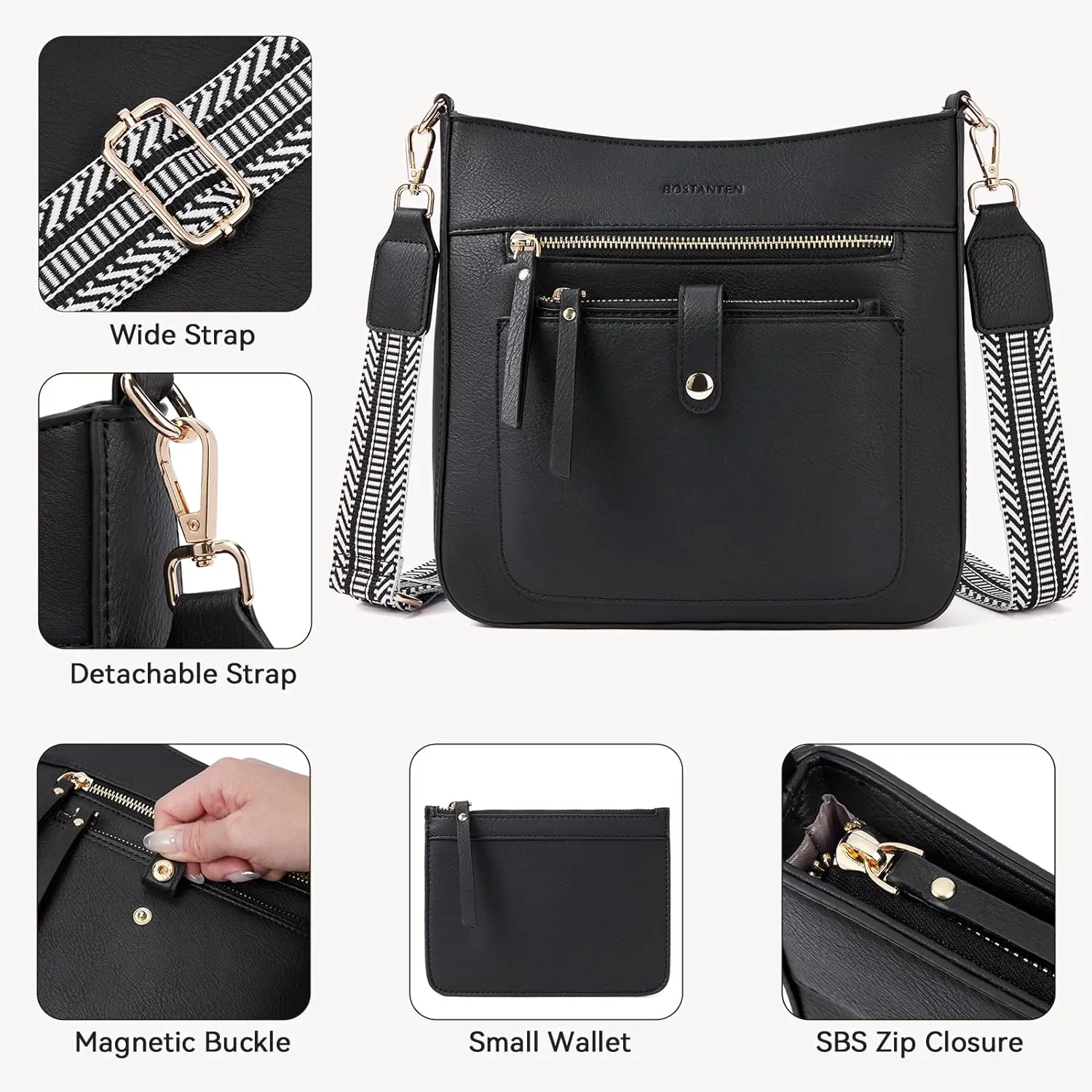 Crossbody Purses for Women Trendy Hobo Bags Double Zipper Shoulder Handbags with Adjustable Guitar Strap Medium