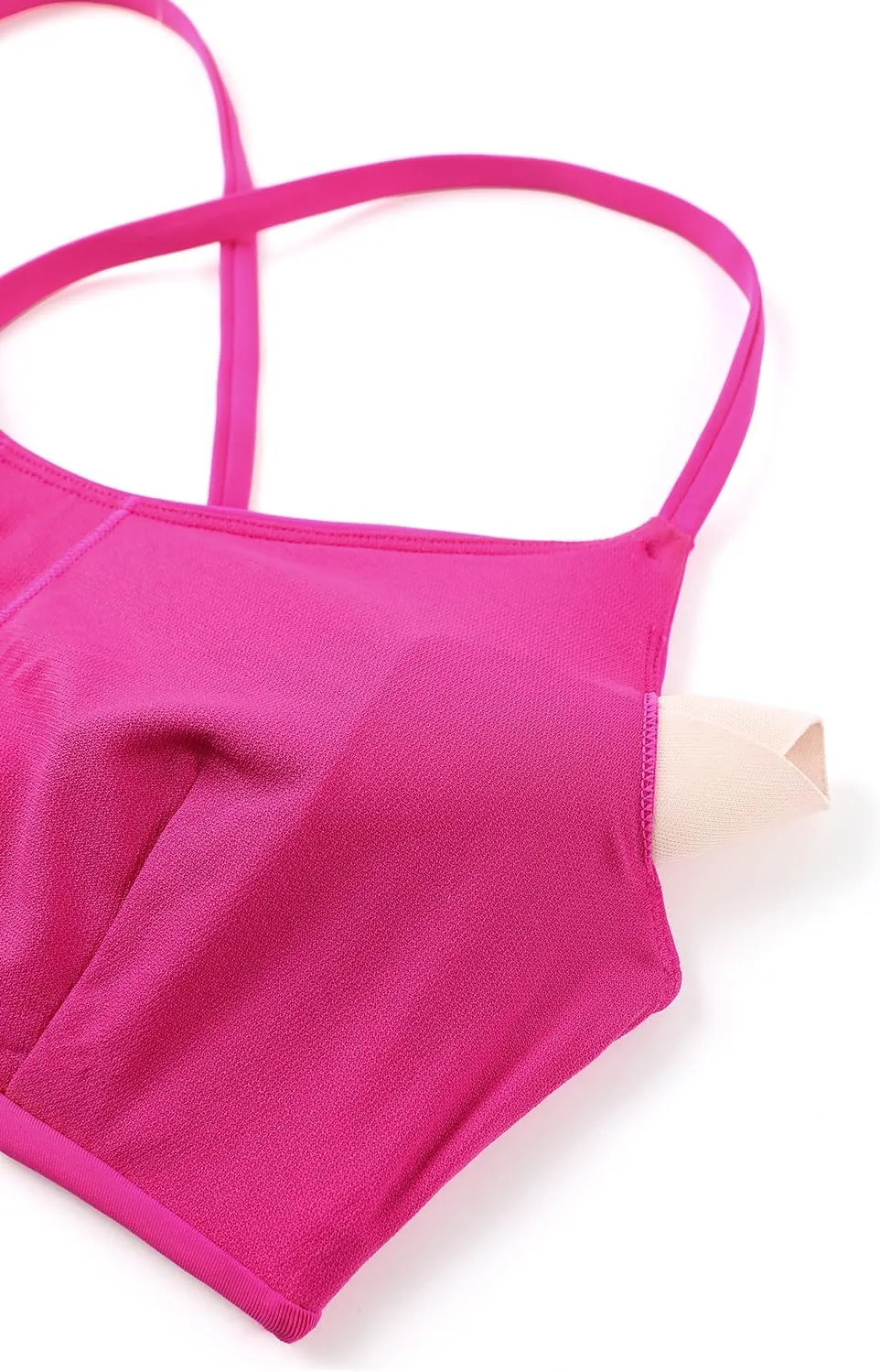 CRZ YOGA Women's Bikini Top Lace Up V Neck Swimsuits Crisscross Bathing Suit Swim Sports Bra Padded