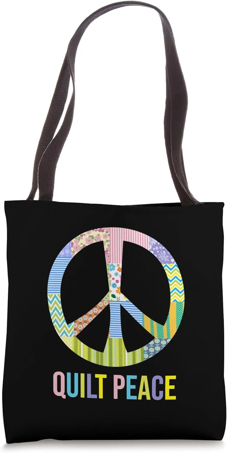 Cute Patchwork Peace Symbol Retro Design Tote Bag