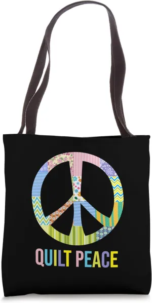Cute Patchwork Peace Symbol Retro Design Tote Bag