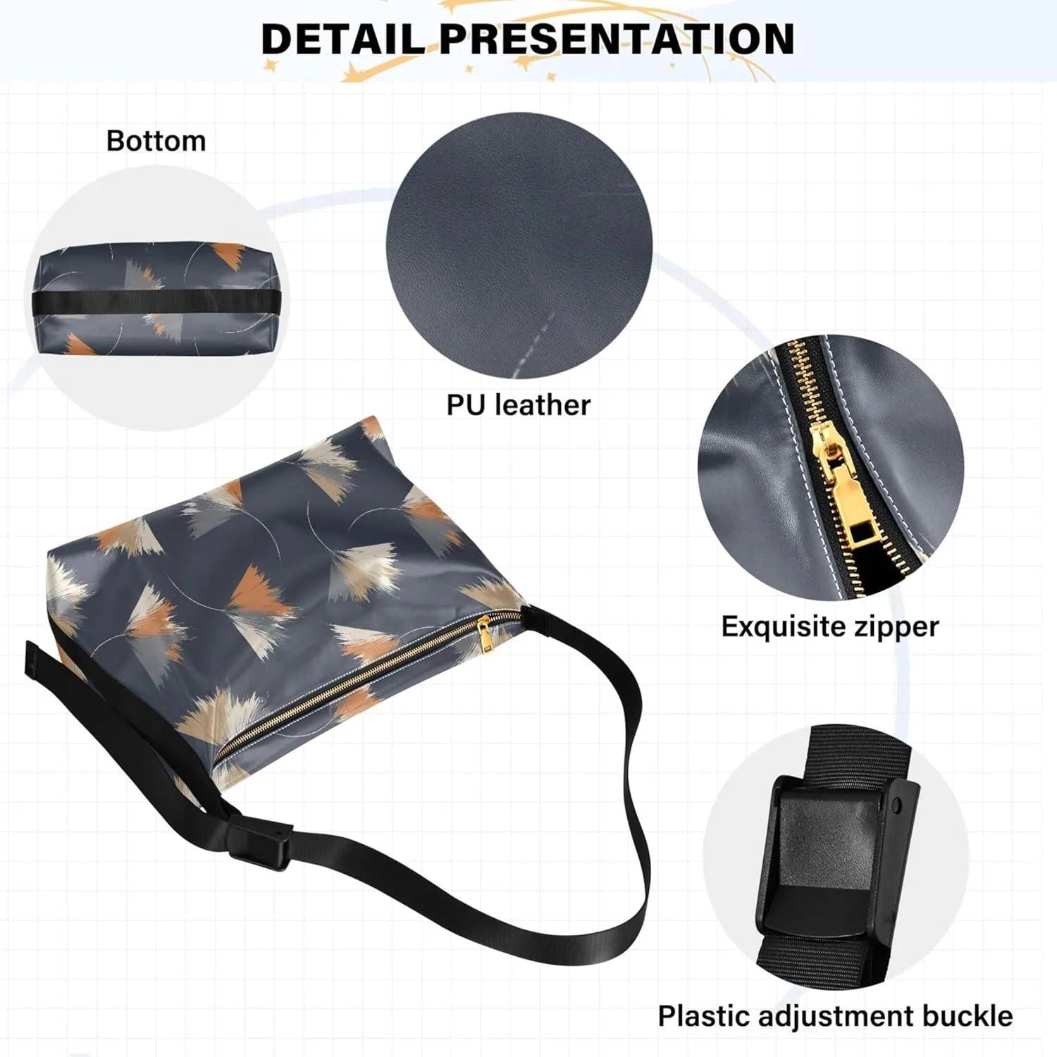 Cute Woodland Animals Christmas Leather Hobo Purses for Women Leather Purse Colorful Animal Print Women Hobo Purse