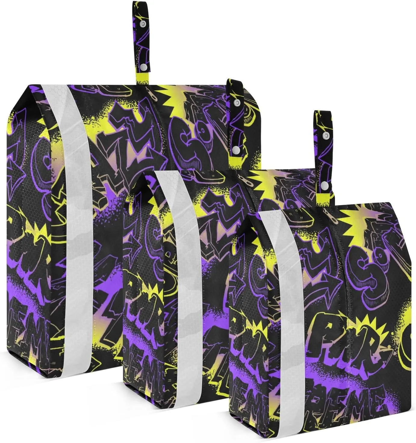 Dark Graffiti Packing Cubes Set of 3, Lightweight Travel Luggage Organizers Foldable Bags for Easy Packing and Organization