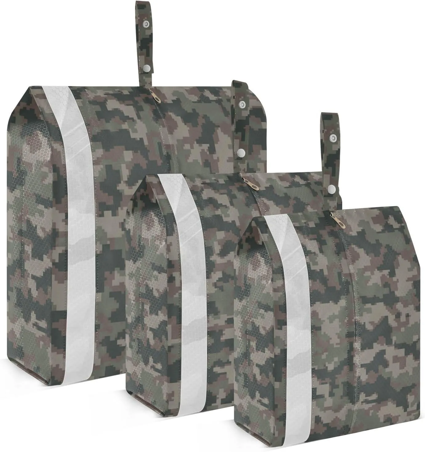 Digital Camouflage Brown Packing Cubes Set of 3, Lightweight Travel Luggage Organizers Foldable Bags for Easy Packing and Organization
