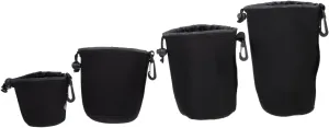 DOITOOL 4pcs Lens Protector Waterproof Cover Camera and Lens Case Lens Storage Pouch Lens Bag Small Lens Pouch Padded Camera Lens Neoprene Black