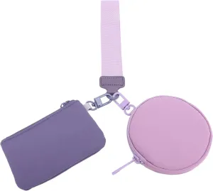 Dual Pouch Wristlet Wallets for Women, Mini Zip Around Wristlet Keychain Wallet, Double Pocket Wrist Wallet, Detachable Dual Pouch Wristlet Portable Purse Small Wallets