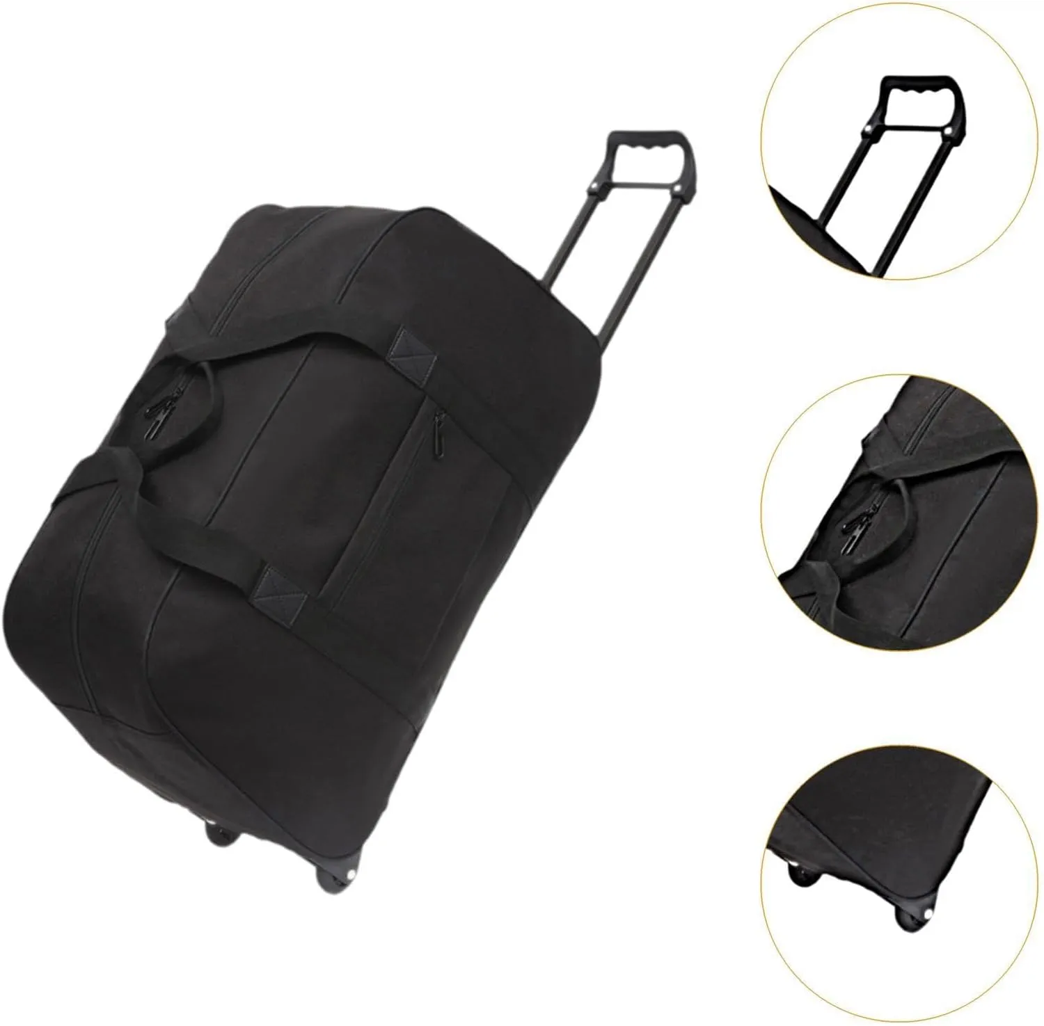 Duffel Bag with Wheels Suitcase Multifunctional Telescoping Handle Rolling Garment Bag Trolley Case for Picnic Sports Outdoor, black
