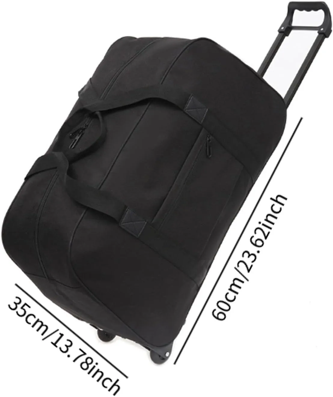 Duffel Bag with Wheels Suitcase Multifunctional Telescoping Handle Rolling Garment Bag Trolley Case for Picnic Sports Outdoor, black