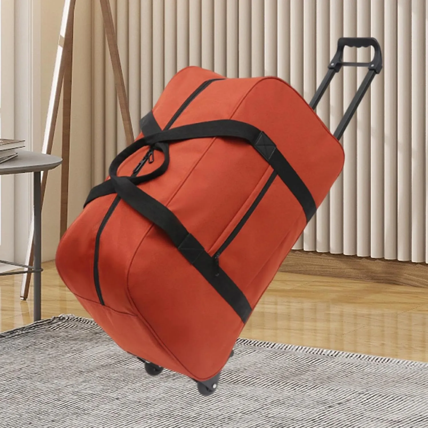 Duffel Bag with Wheels Suitcase Multifunctional Telescoping Handle Rolling Garment Bag Trolley Case for Picnic Sports Outdoor, orange