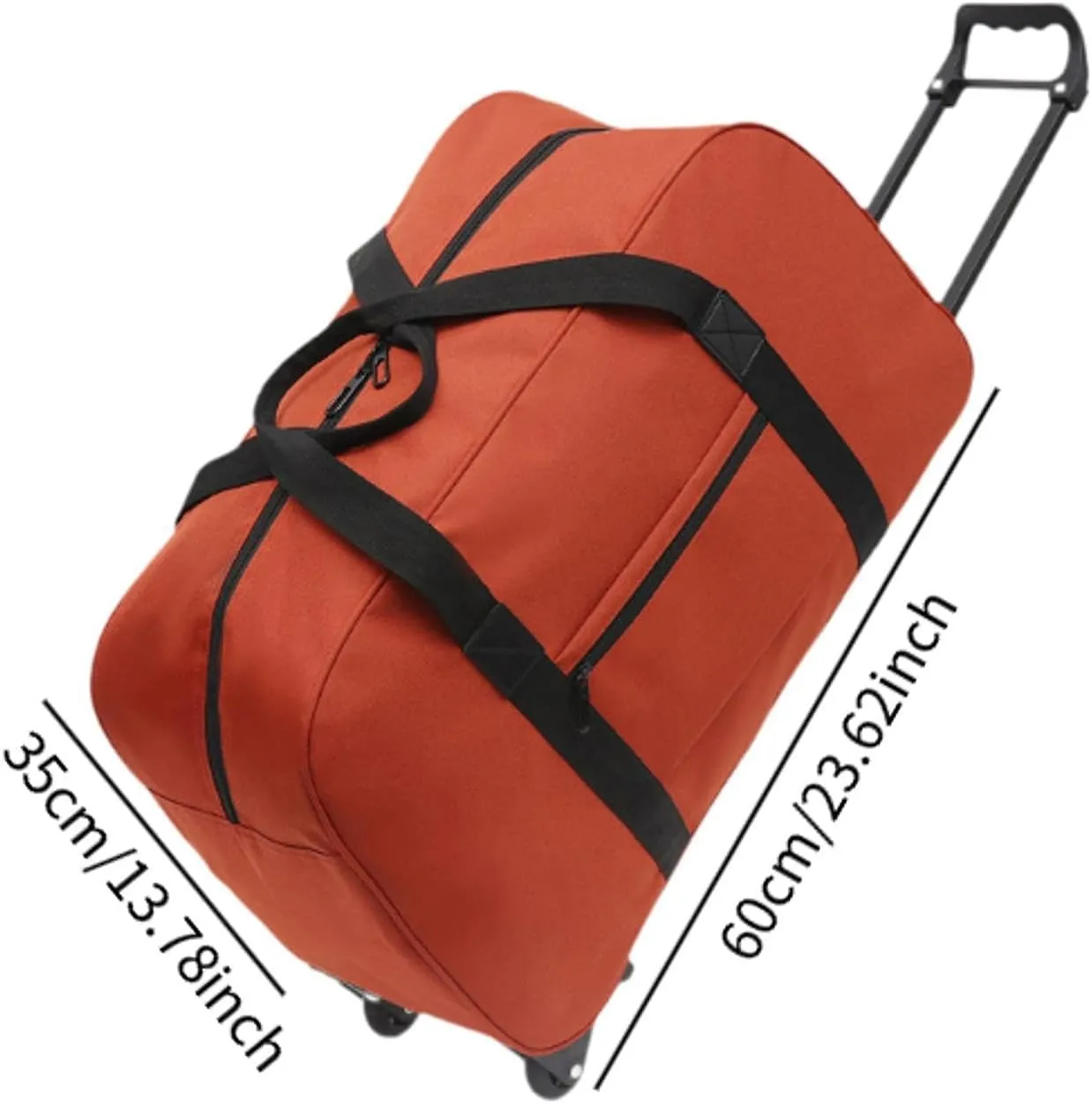 Duffel Bag with Wheels Suitcase Multifunctional Telescoping Handle Rolling Garment Bag Trolley Case for Picnic Sports Outdoor, orange