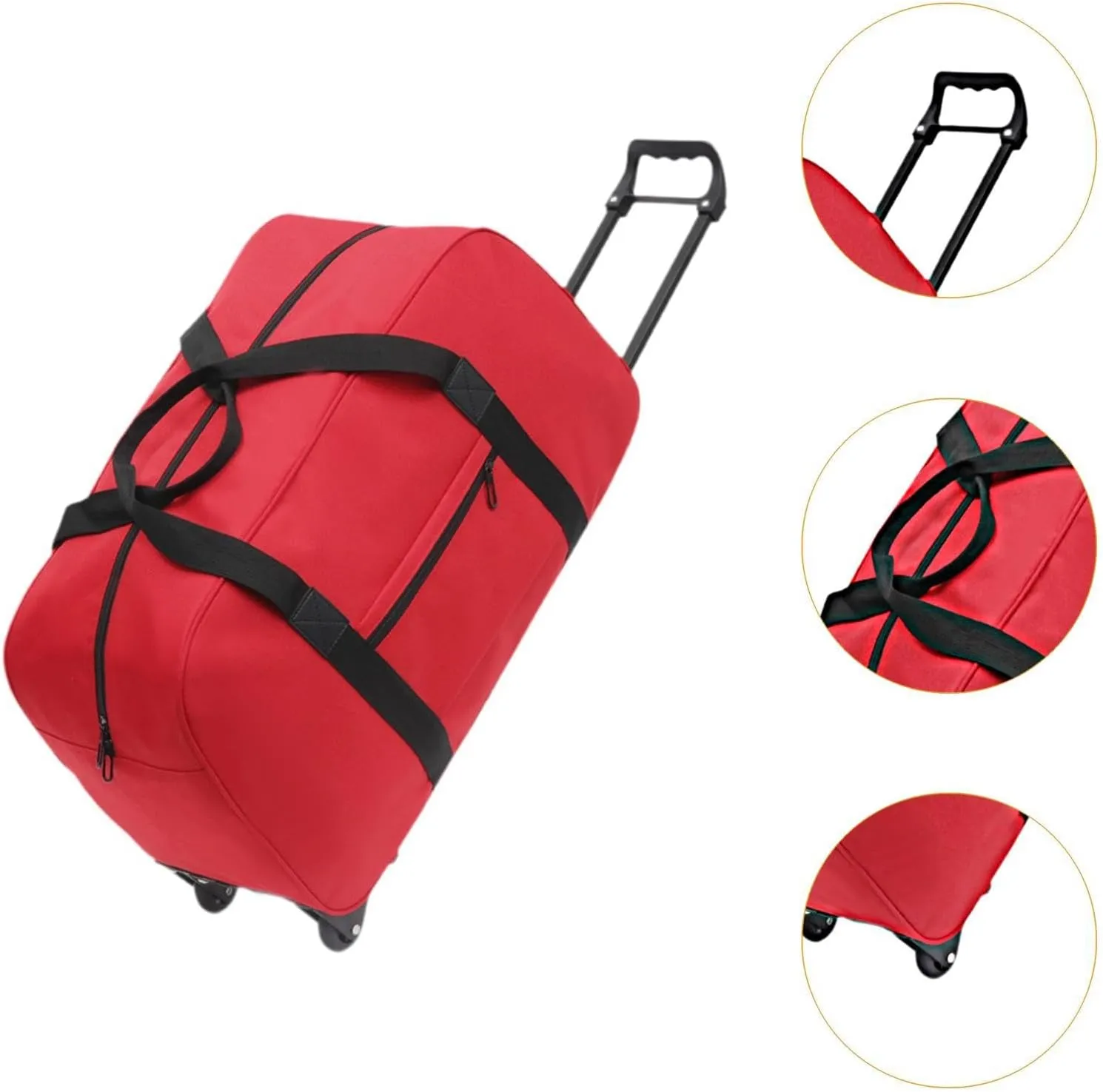 Duffel Bag with Wheels Suitcase Multifunctional Telescoping Handle Rolling Garment Bag Trolley Case for Picnic Sports Outdoor, red