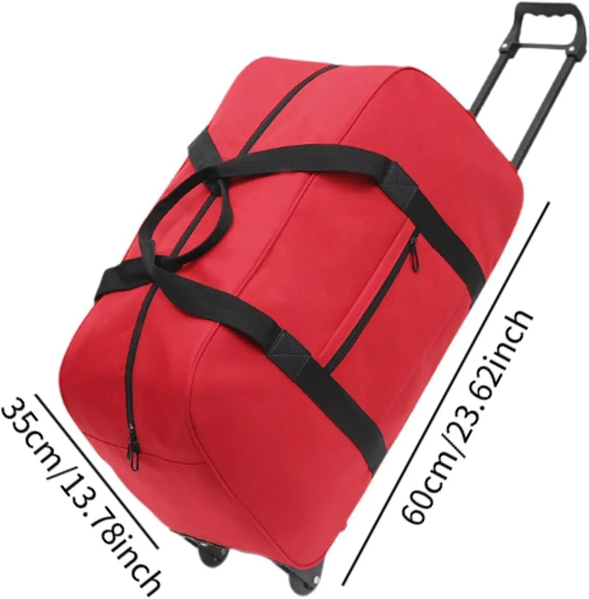 Duffel Bag with Wheels Suitcase Multifunctional Telescoping Handle Rolling Garment Bag Trolley Case for Picnic Sports Outdoor, red