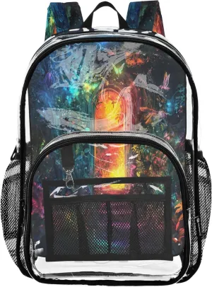 Fairy Forest Door Girls Backpacks, Clear Plastic Bag, Kid Backpack, Clear Bookbag