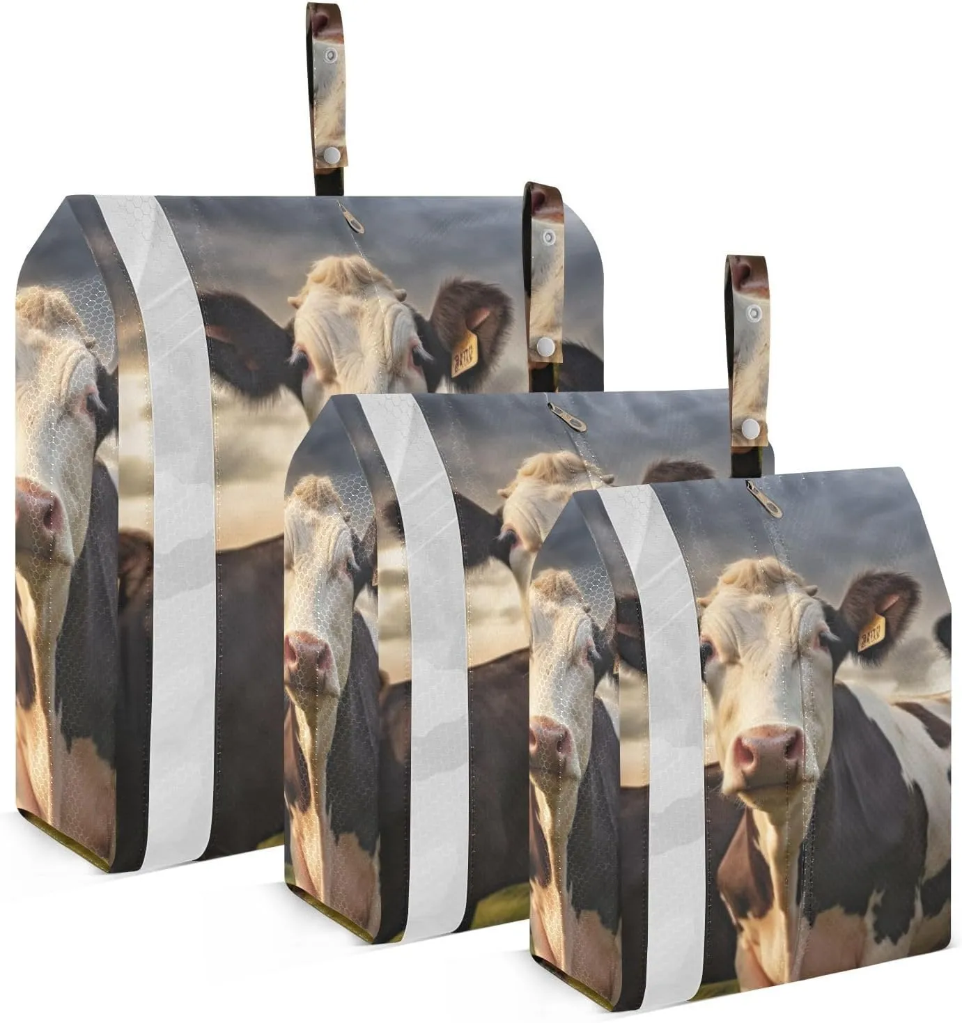 Farm Cows Packing Cubes Set of 3, Lightweight Travel Luggage Organizers Foldable Bags for Easy Packing and Organization