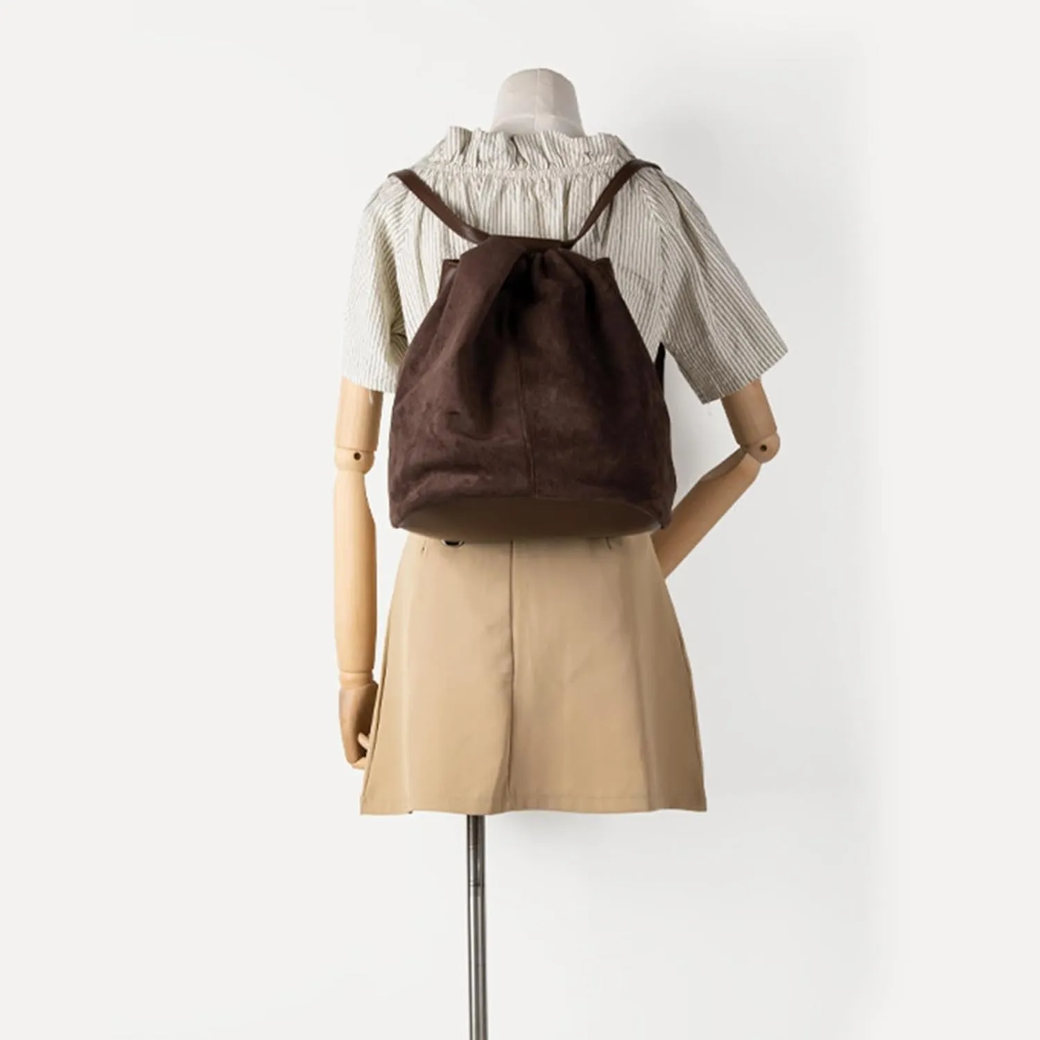 Fashion Bucket Bags Backpack for Women Drawstring Shoulder Bag Handbag with Detachable Strap Large Capacity Daycpack