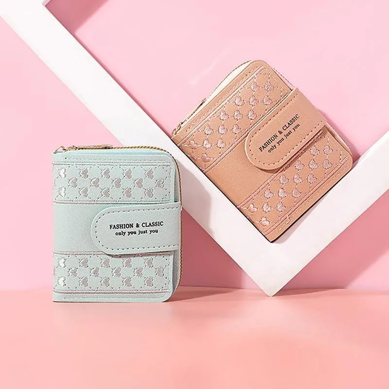 Fashion Lady Wristlet bag, Short Zipper Coin Purse, Cards ID Holder Wallet Clutch, Women Girl Wallets