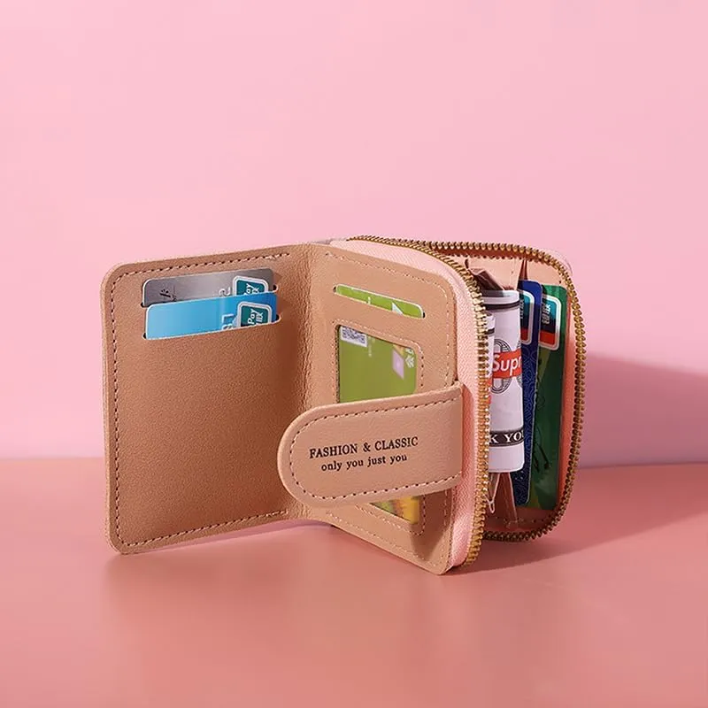 Fashion Lady Wristlet bag, Short Zipper Coin Purse, Cards ID Holder Wallet Clutch, Women Girl Wallets