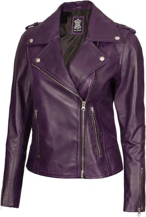 fjackets Moto Style Women's Real Leather Asymmetrical Jacket - Year-Round Statement Piece