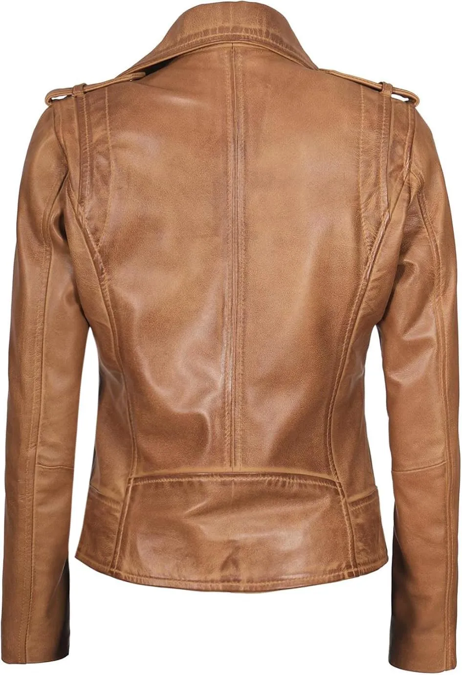 fjackets Moto Style Women's Real Leather Asymmetrical Jacket - Year-Round Statement Piece
