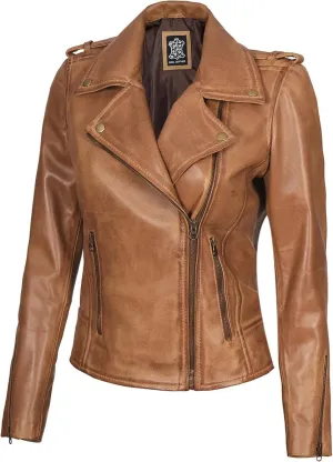fjackets Moto Style Women's Real Leather Asymmetrical Jacket - Year-Round Statement Piece