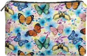 Flashideas Colorful Butterfly Cosmetic Bag for Purse Travel Accessories Makeup Bag PU Leather Portable Versatile Easy to Take Cosmetic Zipper Pouch Purse Birthday Gifts for Sisters Friend