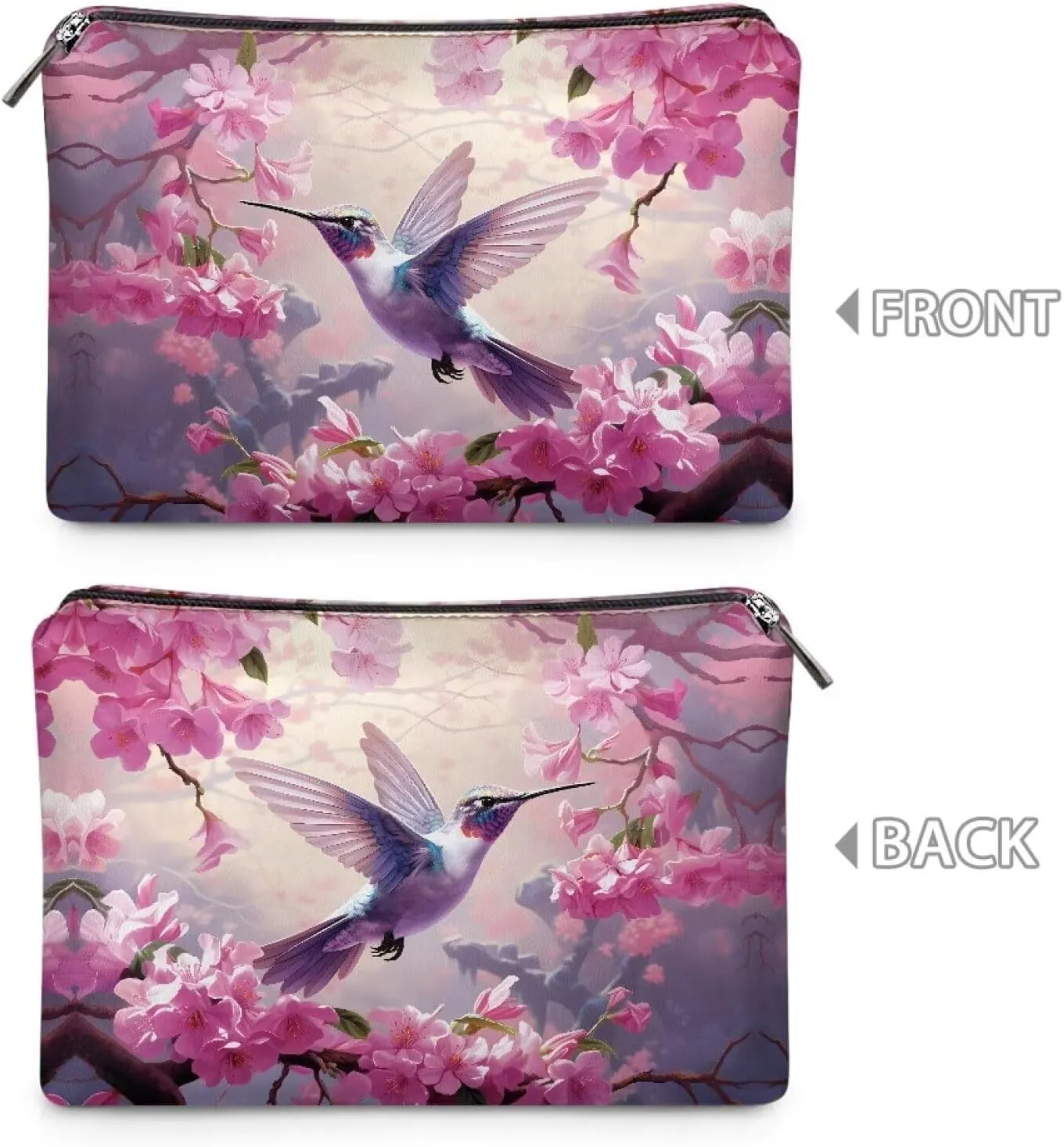 Flashideas Hummingbird Makeup Bag Travel Makeup Bag Organizer PU Leather Portable Versatile Zipper Pouch For Women Durable Lightweight Birthday Gifts for Sisters Friend