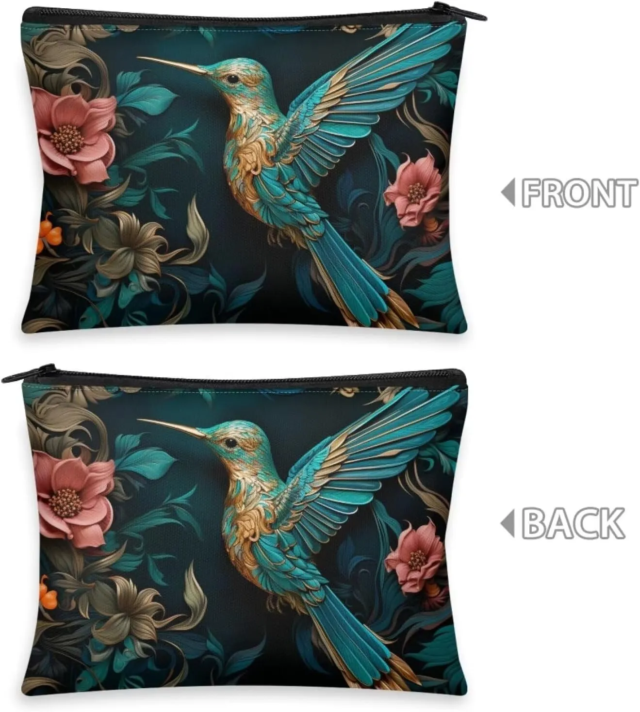 Flashideas Hummingbird Print Makeup Pouch for Purse Portable Versatile Travel Makeup Bag Organizer Cosmetic Zipper Pouch Purse Easy to Take Portable Toiletry Bag