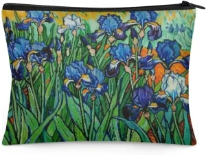 Flashideas Van Gogh Iris Makeup Bag for Purse Travel Cosmetic Bag Makeup Pouch Easy to Take Portable Versatile Zipper Pouch For Women Portable Leather Waterproof Cosmetic Bag