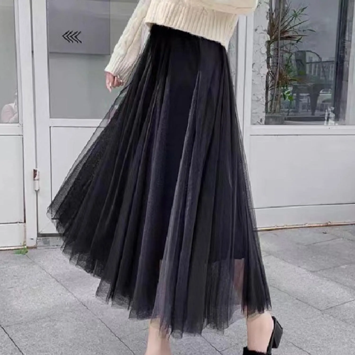 for Ladies Color Block Maxi Long Loose Fit Mesh Skort Women 2025 Fashion Y2K