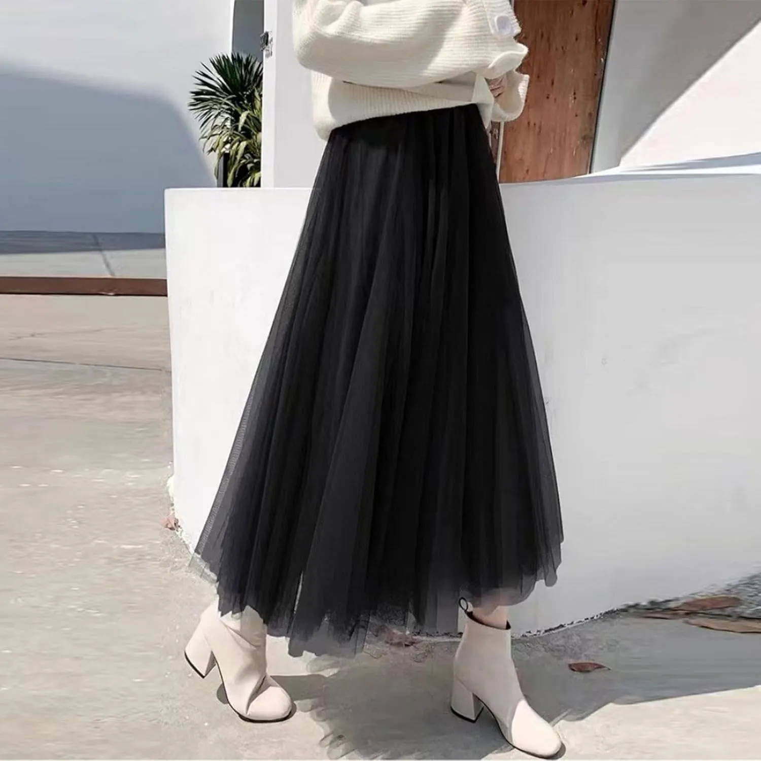 for Ladies Color Block Maxi Long Loose Fit Mesh Skort Women 2025 Fashion Y2K