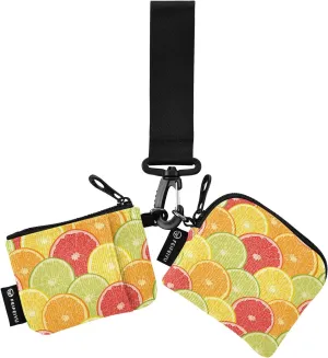 Fresh Colorful Citrus Pattern Wristlet Wallet for Women, Detachable Dual Pouch Wristlet, Mini Zip Around Wallet Portable Coin Purses