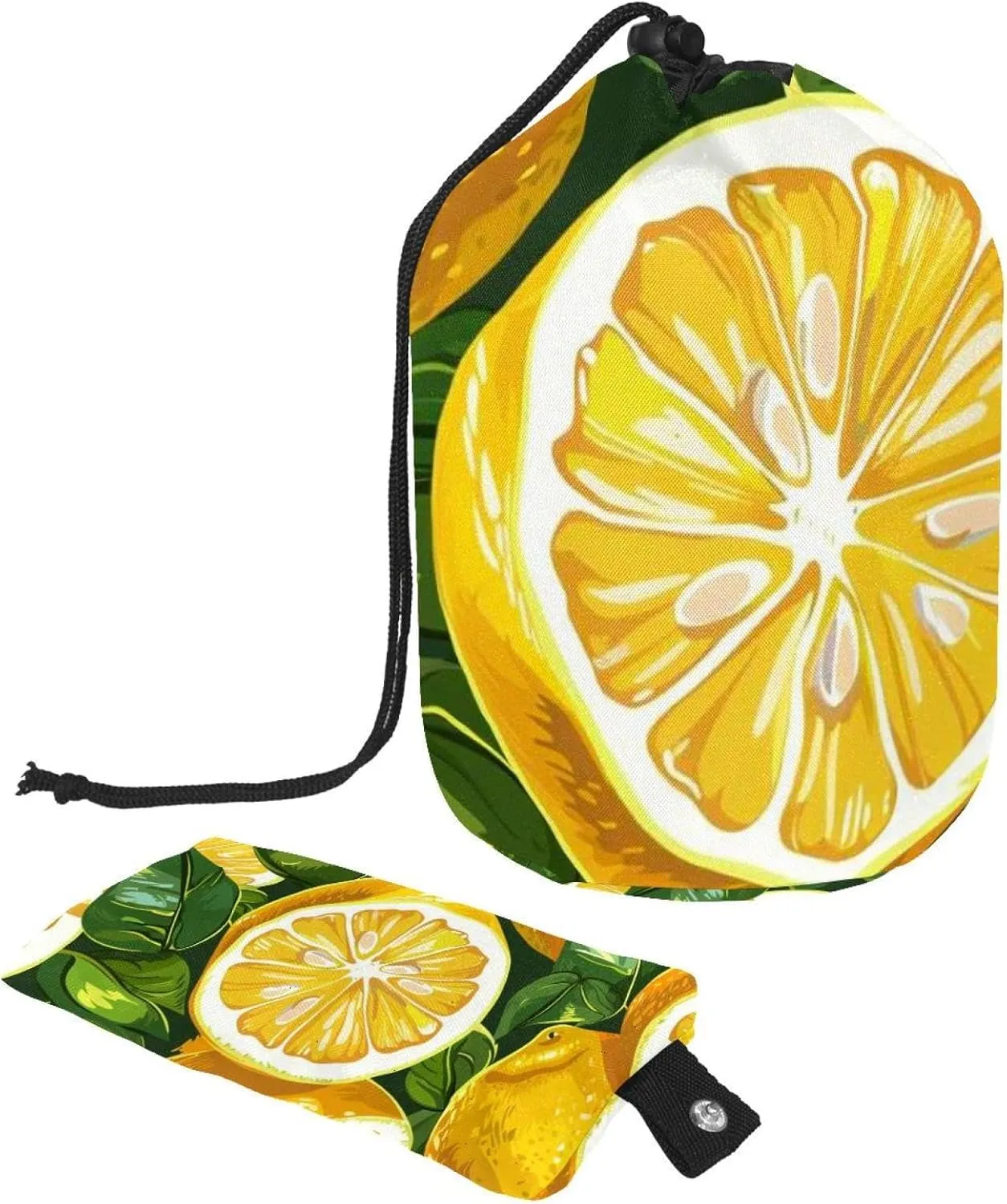 Fresh Lemon Fruit Travel Cosmetic Bags Makeup Bag for Women, Foldable Drawstring Travel Cosmetic Bags, Portable Toiletry Bucket Bag