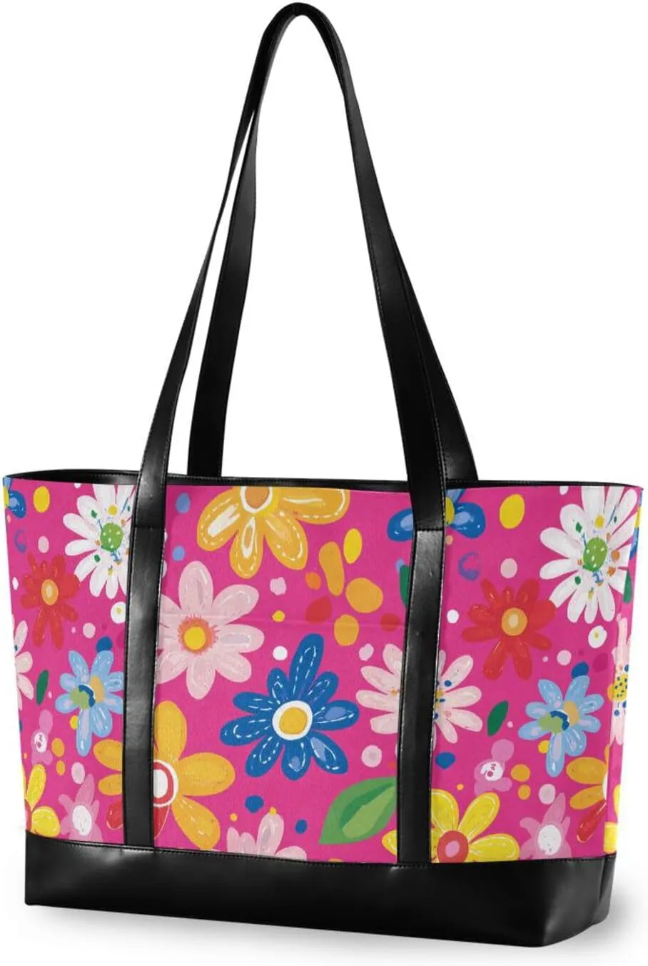 Fresh Little Flowers Peach Portable office tote bag for women with zipper teacher tote bag for teacher with Personalized maletin ejecutivo para mujer
