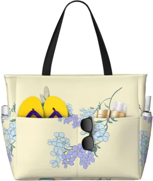 Fresh Orchids Large Capacity Beach Travel Bag, Foldable Beach Bag with Zipper, Great for Grocery Bag Pool Gym Travel Shopping