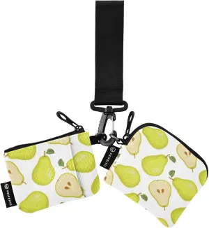 Fresh Pear Mini Zip Around Wristlet keychain Wallet for Women with Detachable Dual Pouch Wristlet Portable wallet Coin Purse