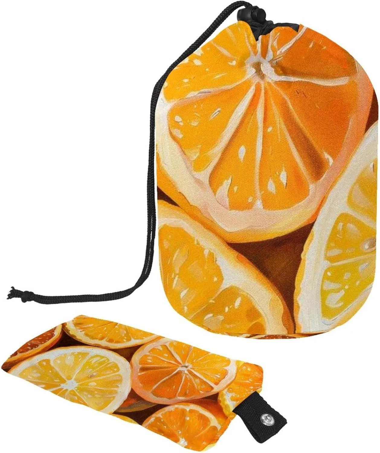 Fresh Slices of Orange Travel Cosmetic Bags Makeup Bag for Women, Foldable Drawstring Travel Cosmetic Bags, Portable Toiletry Bucket Bag