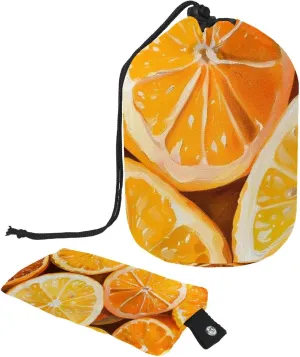 Fresh Slices of Orange Travel Cosmetic Bags Makeup Bag for Women, Foldable Drawstring Travel Cosmetic Bags, Portable Toiletry Bucket Bag