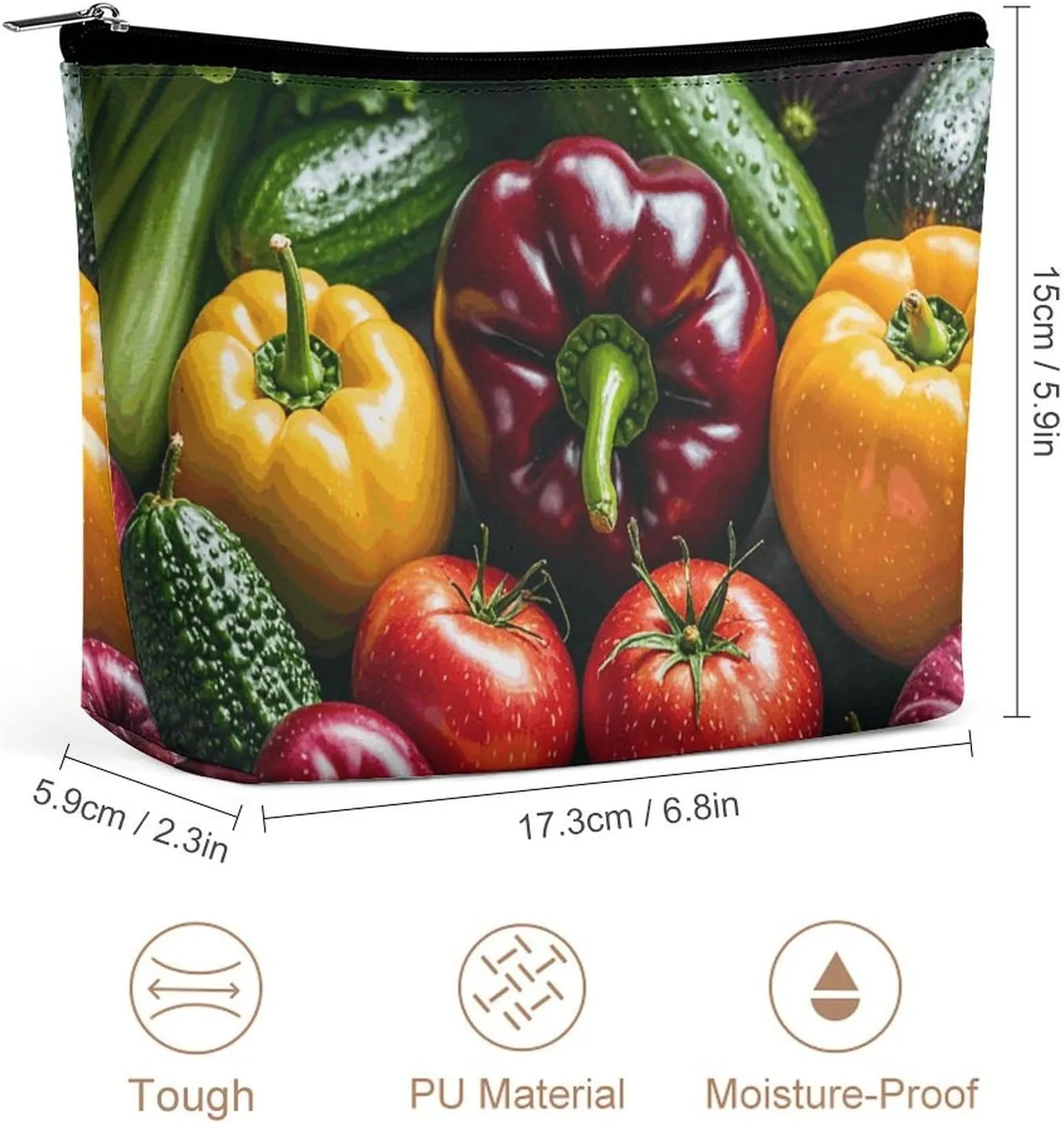 Fresh Vegetables Fruits Cosmetic Bag Portable Toiletry Bag Large Capacity Travel Makeup Bags Beauty Makeup Organizer for Full-Sized Shampoo Conditioner Brushes Set Makeup Accessories