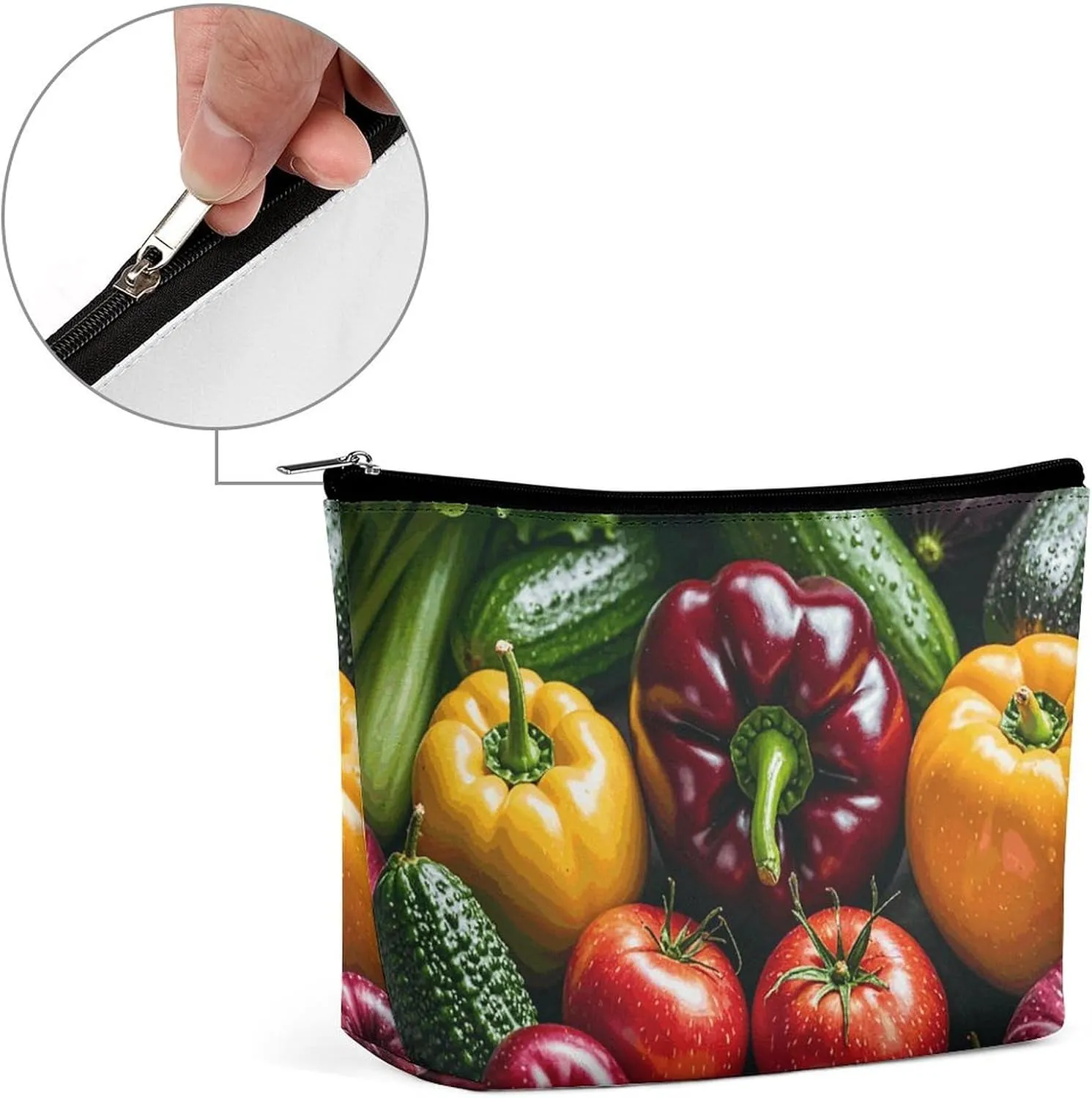 Fresh Vegetables Fruits Cosmetic Bag Portable Toiletry Bag Large Capacity Travel Makeup Bags Beauty Makeup Organizer for Full-Sized Shampoo Conditioner Brushes Set Makeup Accessories