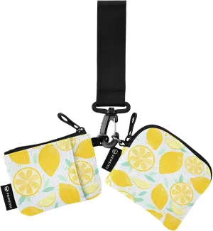 Fresh Yellow Color Lemon Mini Zip Around Wristlet keychain Wallet for Women with Detachable Dual Pouch Wristlet Portable wallet Coin Purse