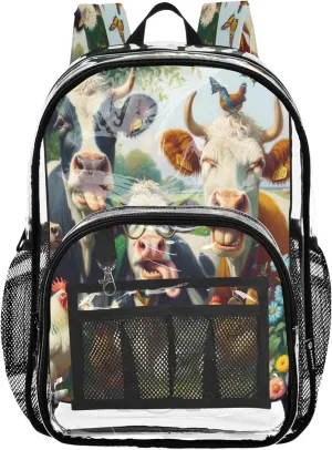 Funny Farm Cows School Backpacks, Plastic Backpack, Clear Bags, Little Kid Backpack