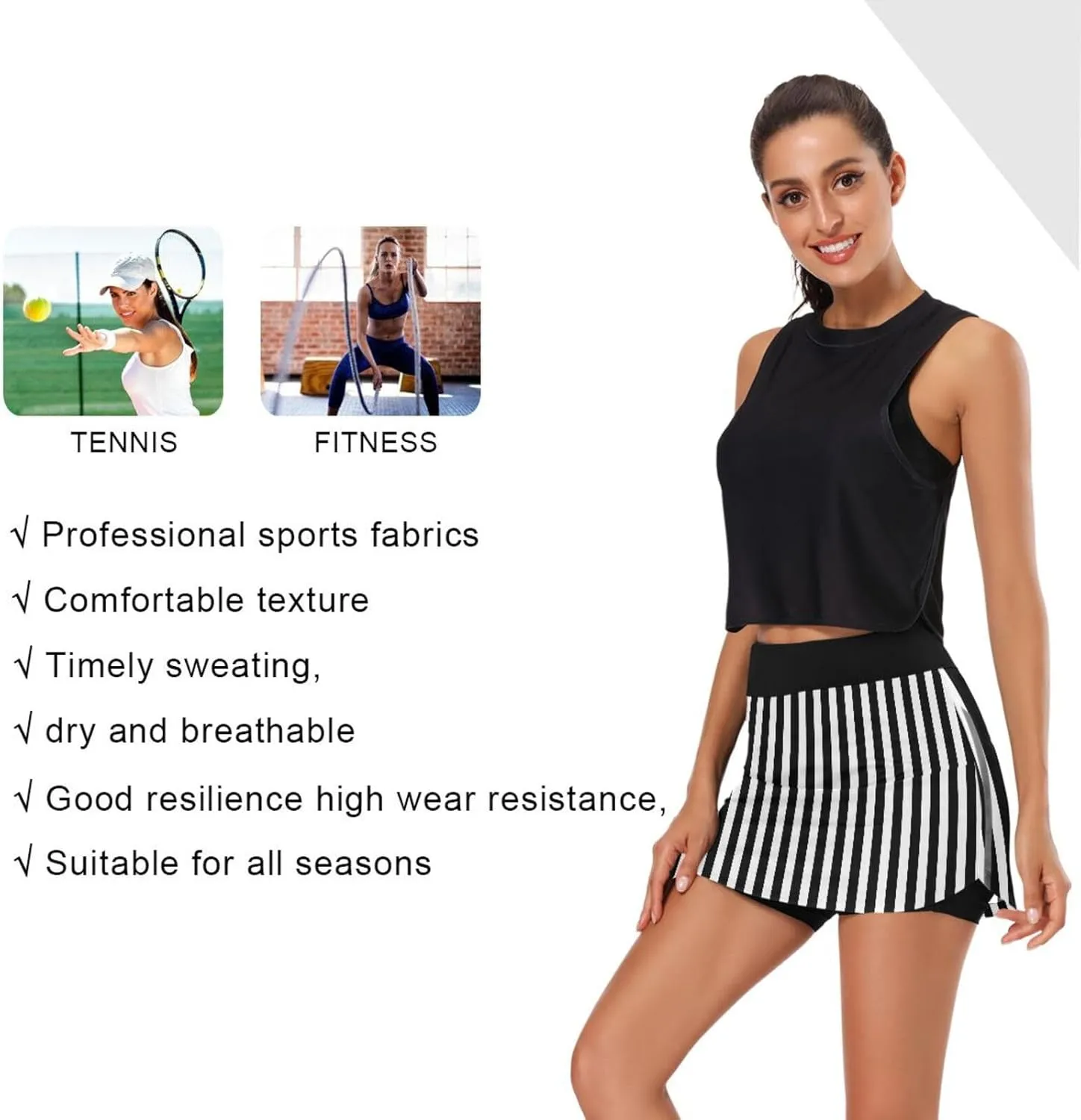 GAIGEO Independence Day Stars Active Skorts for Women, Lightweight Skorts with Pockets, Running Skirts for Sports, S-XXL