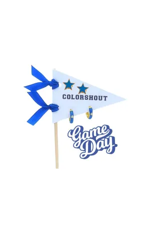 Game Day: Pennant Pair- Team Color Huggie Hoops   Star Stud Earrings On Pennant Flag In Royal Blue